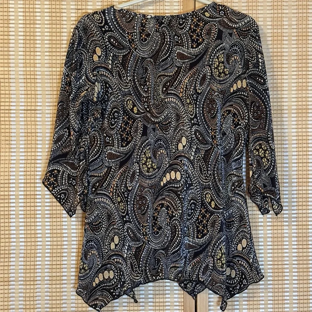 Vol 1 Womens M Top Black Paisley‎ Asymmetrical Boho Whimsigoth Babydoll Y2K